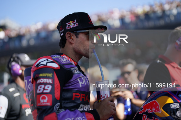 Jorge Martin of Spain and Prima Pramac Racing looks on prior to the sprint race of the MotoGP of Emilia Romagna at Misano World Circuit in M...