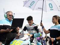 Angel Piqueras and Leopard Racing from Spain look on before the Moto3 race of the MotoGP of Emilia Romagna at Misano World Circuit in Misano...