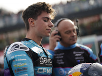 David Alonso of Colombia and the CFMOTO Aspar Team look on prior to the Moto3 race of the MotoGP of Emilia Romagna at Misano World Circuit i...