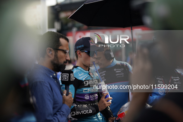 David Alonso of Colombia and the CFMOTO Aspar Team look on prior to the Moto3 race of the MotoGP of Emilia Romagna at Misano World Circuit i...