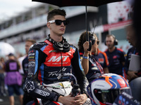 Ivan Ortola of Spain and MT Helmets - MSI looks on prior to the Moto3 race of the MotoGP of Emilia Romagna at Misano World Circuit in Misano...