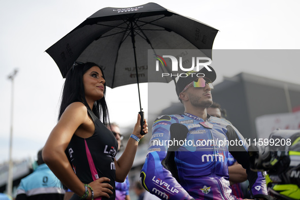 Stefano Nepa of Italy and Angeluss MTA Team look on prior to the Moto3 race of the MotoGP of Emilia Romagna at Misano World Circuit in Misan...