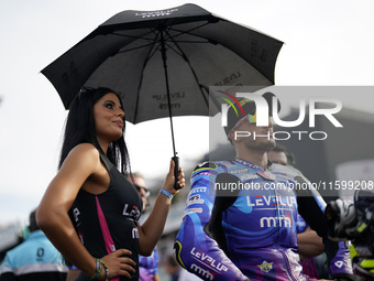 Stefano Nepa of Italy and Angeluss MTA Team look on prior to the Moto3 race of the MotoGP of Emilia Romagna at Misano World Circuit in Misan...