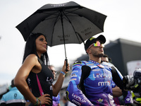 Stefano Nepa of Italy and Angeluss MTA Team look on prior to the Moto3 race of the MotoGP of Emilia Romagna at Misano World Circuit in Misan...