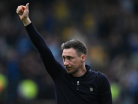 Stuart Maynard, manager of Notts County, gestures towards the County supporters during the Sky Bet League 2 match between Notts County and G...