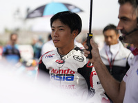 Taiyo Furusato of Japan and Honda Team Asia looks on prior to the Moto3 race of the MotoGP of Emilia Romagna at Misano World Circuit in Misa...