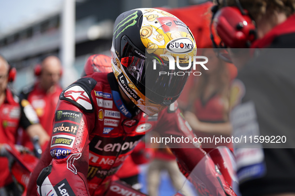 Francesco Bagnaia of Italy and the Ducati Lenovo Team looks on prior to the race of the MotoGP of Emilia Romagna at Misano World Circuit in...