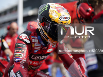 Francesco Bagnaia of Italy and the Ducati Lenovo Team looks on prior to the race of the MotoGP of Emilia Romagna at Misano World Circuit in...