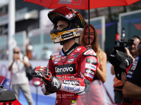 Francesco Bagnaia of Italy and the Ducati Lenovo Team looks on prior to the race of the MotoGP of Emilia Romagna at Misano World Circuit in...