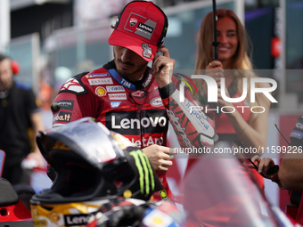 Francesco Bagnaia of Italy and the Ducati Lenovo Team looks on prior to the race of the MotoGP of Emilia Romagna at Misano World Circuit in...