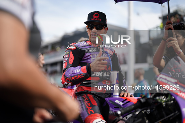 Jorge Martin of Spain and Prima Pramac Racing looks on prior to the race of the MotoGP of Emilia Romagna at Misano World Circuit in Misano A...