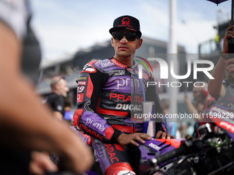 Jorge Martin of Spain and Prima Pramac Racing looks on prior to the race of the MotoGP of Emilia Romagna at Misano World Circuit in Misano A...