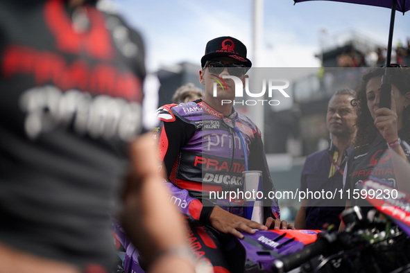 Jorge Martin of Spain and Prima Pramac Racing looks on prior to the race of the MotoGP of Emilia Romagna at Misano World Circuit in Misano A...