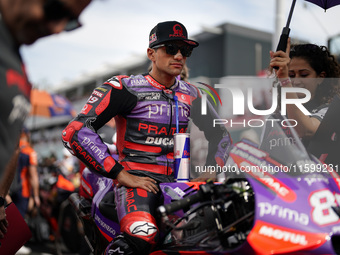 Jorge Martin of Spain and Prima Pramac Racing looks on prior to the race of the MotoGP of Emilia Romagna at Misano World Circuit in Misano A...