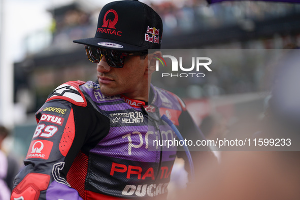 Jorge Martin of Spain and Prima Pramac Racing looks on prior to the race of the MotoGP of Emilia Romagna at Misano World Circuit in Misano A...