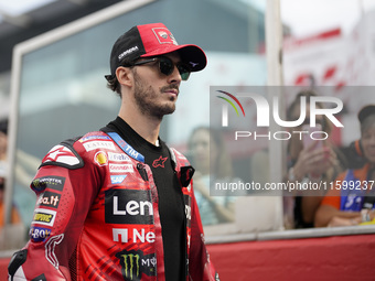 Francesco Bagnaia of Italy and the Ducati Lenovo Team looks on prior to the race of the MotoGP of Emilia Romagna at Misano World Circuit in...