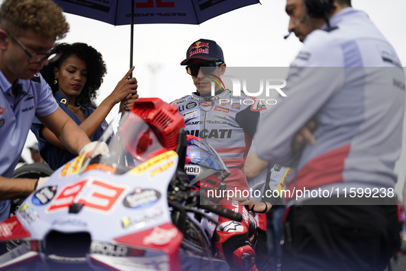 Marc Marquez of Spain and Gresini Racing MotoGP looks on prior to the race of the MotoGP of Emilia Romagna at Misano World Circuit in Misano...