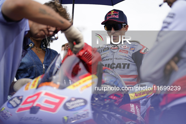 Marc Marquez of Spain and Gresini Racing MotoGP looks on prior to the race of the MotoGP of Emilia Romagna at Misano World Circuit in Misano...