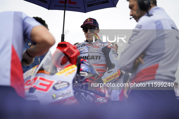 Marc Marquez of Spain and Gresini Racing MotoGP looks on prior to the race of the MotoGP of Emilia Romagna at Misano World Circuit in Misano...