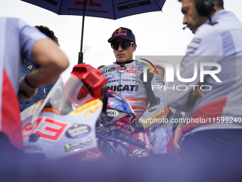 Marc Marquez of Spain and Gresini Racing MotoGP looks on prior to the race of the MotoGP of Emilia Romagna at Misano World Circuit in Misano...