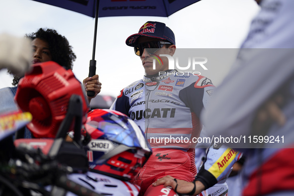 Marc Marquez of Spain and Gresini Racing MotoGP looks on prior to the race of the MotoGP of Emilia Romagna at Misano World Circuit in Misano...