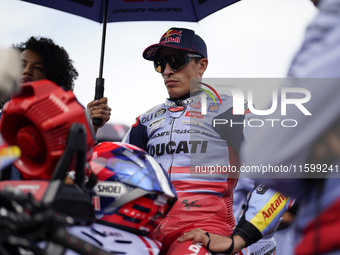 Marc Marquez of Spain and Gresini Racing MotoGP looks on prior to the race of the MotoGP of Emilia Romagna at Misano World Circuit in Misano...