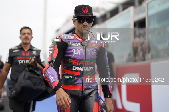 Jorge Martin of Spain and Prima Pramac Racing looks on prior to the race of the MotoGP of Emilia Romagna at Misano World Circuit in Misano A...