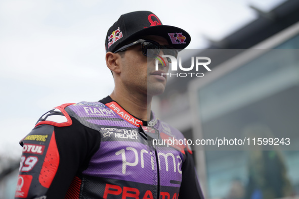 Jorge Martin of Spain and Prima Pramac Racing looks on prior to the race of the MotoGP of Emilia Romagna at Misano World Circuit in Misano A...