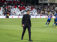 Diego Pablo Simeone, head coach of Atletico de Madrid, gets into the field during the La Liga EA Sports 2024/25 football match between Rayo...