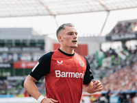 Florian Wirtz of Bayer 04 Leverkusen is seen during the Bundesliga match between Bayer 04 Leverkusen and VfL Wolfsburg at Bay Arena in Lever...