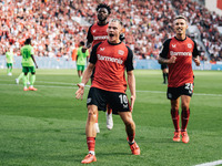 Florian Wirtz of Bayer 04 Leverkusen celebrates his goal during the Bundesliga match between Bayer 04 Leverkusen and VfL Wolfsburg at Bay Ar...