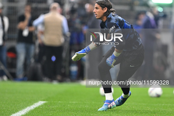 Yann Sommer of Inter FC warms up prior to the Italian Serie A football match between Inter FC and AC Milan in Milan, Italy, on September 22,...