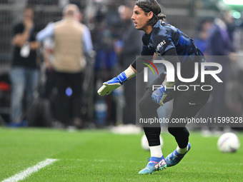 Yann Sommer of Inter FC warms up prior to the Italian Serie A football match between Inter FC and AC Milan in Milan, Italy, on September 22,...