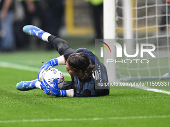 Yann Sommer of Inter FC warms up prior to the Italian Serie A football match between Inter FC and AC Milan in Milan, Italy, on September 22,...