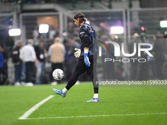 Yann Sommer of Inter FC warms up prior to the Italian Serie A football match between Inter FC and AC Milan in Milan, Italy, on September 22,...