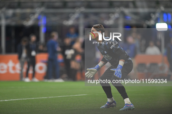 Yann Sommer of Inter FC warms up prior to the Italian Serie A football match between Inter FC and AC Milan in Milan, Italy, on September 22,...