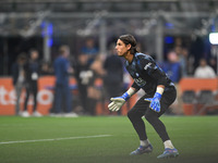 Yann Sommer of Inter FC warms up prior to the Italian Serie A football match between Inter FC and AC Milan in Milan, Italy, on September 22,...