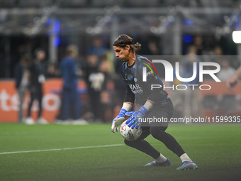 Yann Sommer of Inter FC warms up prior to the Italian Serie A football match between Inter FC and AC Milan in Milan, Italy, on September 22,...