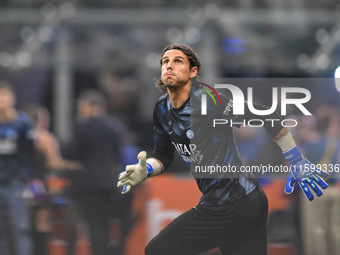 Yann Sommer of Inter FC warms up prior to the Italian Serie A football match between Inter FC and AC Milan in Milan, Italy, on September 22,...