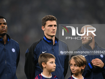 Benjamin Pavard of Inter FC during the Italian Serie A football match between Inter FC and AC Milan in Milan, Italy, on September 22, 2024,...