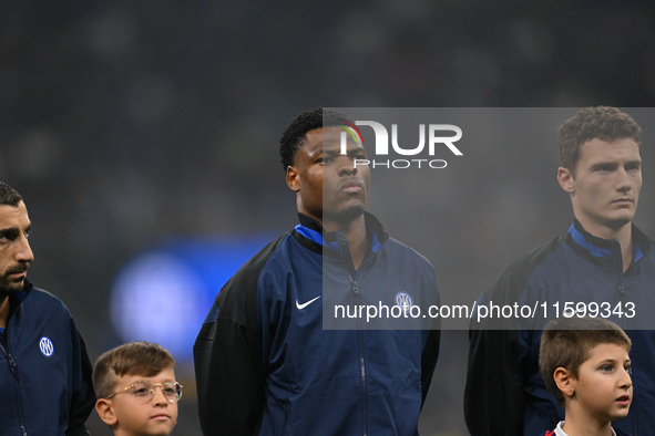 Denzel Dumfries of Inter FC during the Italian Serie A football match between Inter FC and AC Milan in Milan, Italy, on September 22, 2024,...