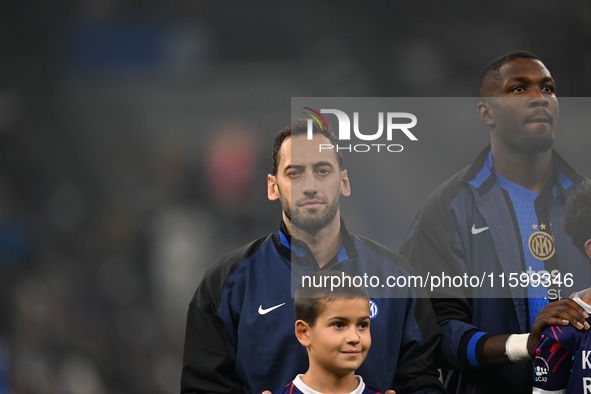 Hakan Calhanoglu of Inter FC during the Italian Serie A football match between Inter FC and AC Milan in Milan, Italy, on September 22, 2024,...