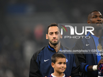 Hakan Calhanoglu of Inter FC during the Italian Serie A football match between Inter FC and AC Milan in Milan, Italy, on September 22, 2024,...