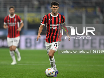 Christian Pulisic of AC Milan during the Italian Serie A football match between Inter FC and AC Milan in Milan, Italy, on September 22, 2024...