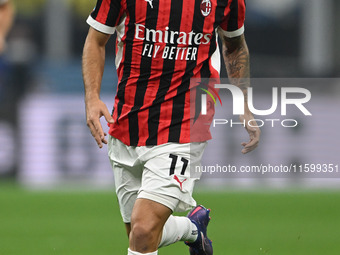 Christian Pulisic of AC Milan during the Italian Serie A football match between Inter FC and AC Milan in Milan, Italy, on September 22, 2024...