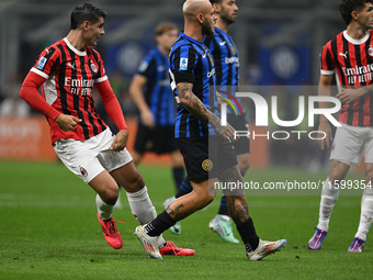 Alvaro Morata of AC Milan during the Italian Serie A football match between Inter FC and AC Milan in Milan, Italy, on September 22, 2024, at...