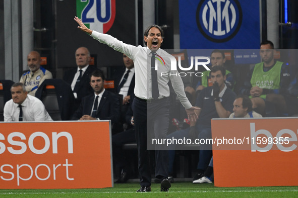 Coach Simone Inzaghi of Inter FC during the Italian Serie A football match between Inter FC and AC Milan in Milan, Italy, on September 22, 2...