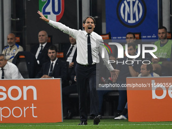 Coach Simone Inzaghi of Inter FC during the Italian Serie A football match between Inter FC and AC Milan in Milan, Italy, on September 22, 2...