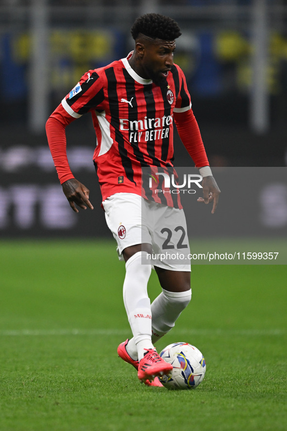 Emerson Royal of AC Milan during the Italian Serie A football match between Inter FC and AC Milan in Milan, Italy, on September 22, 2024, at...