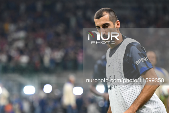 Henrikh Mkhitaryan of Inter FC warms up prior to the Italian Serie A football match between Inter FC and AC Milan in Milan, Italy, on Septem...